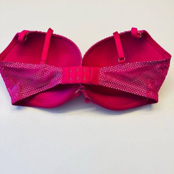 Victoria's Secret Very Sexy‎ Push Up Bra Size 34DD Lace Fish Net Detail Pink - Picture 6 of 9